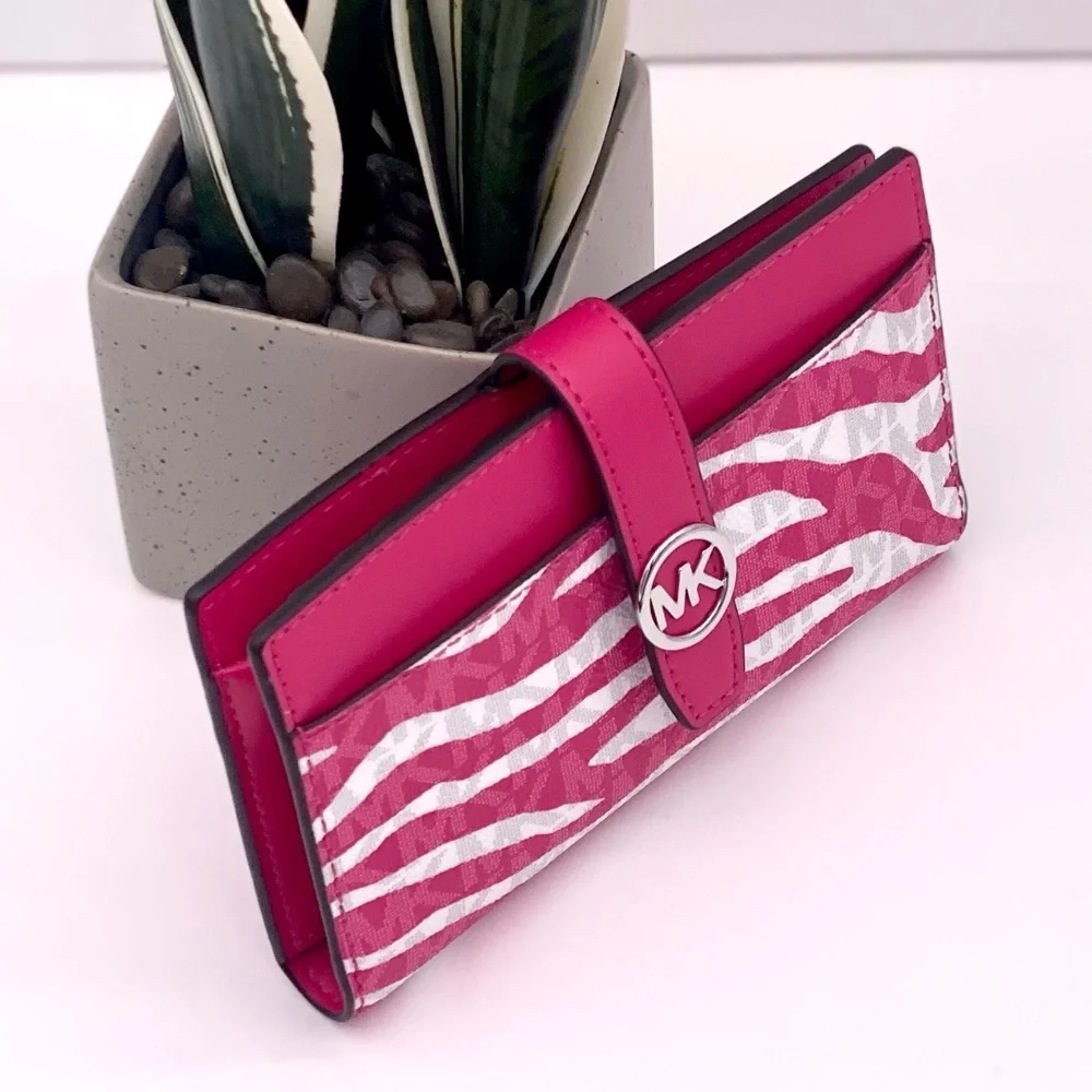 Michael Kors Greenwich Medium Signature Logo Wallet Dragonfruit Multi